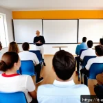 평생교육사 채용에서의 자기소개서 작성법 - A professional adult educator delivering a dynamic workshop in a modern Italian community center, su...